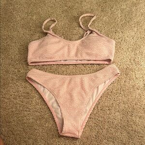 Textured Pink Bikini Set